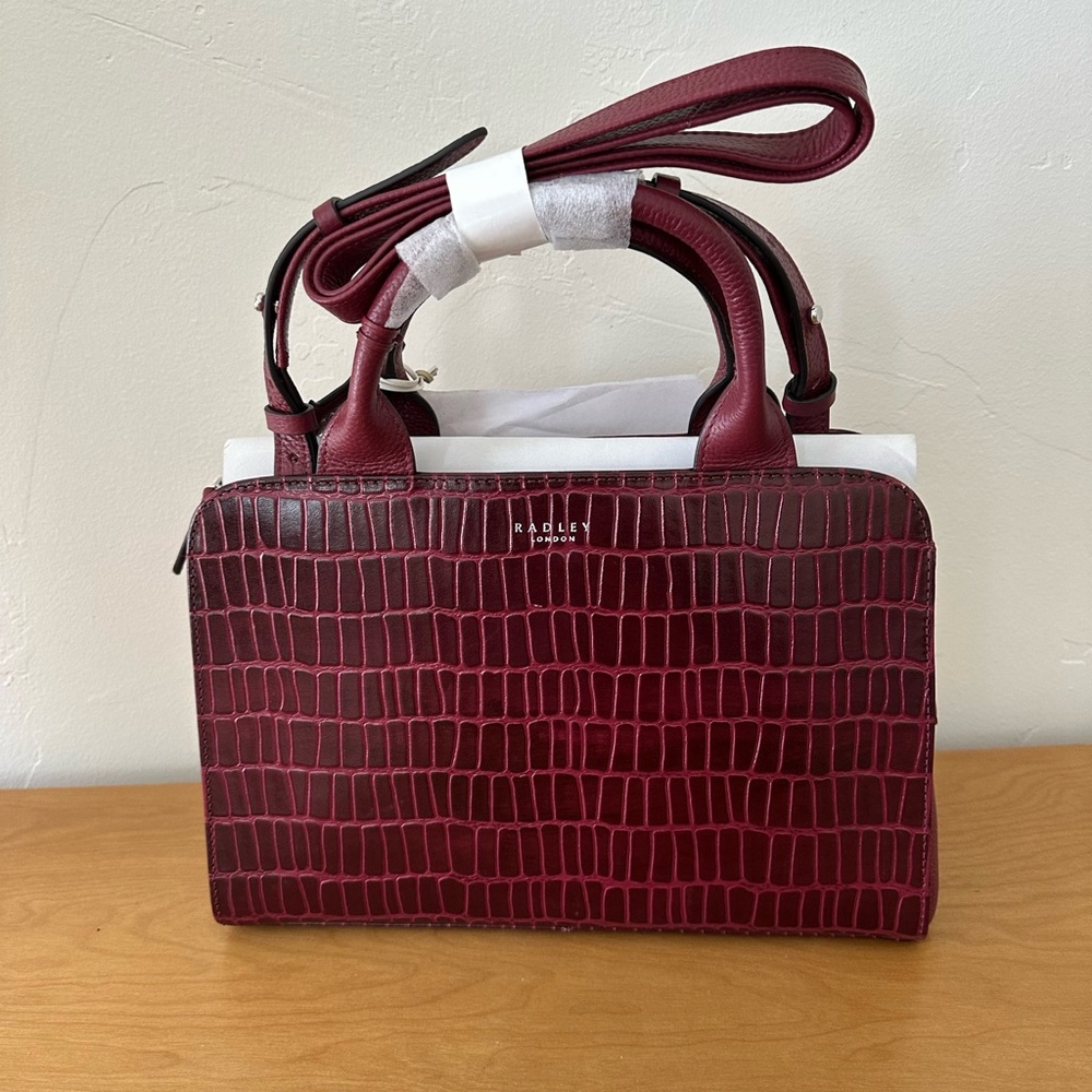RADLEY LONDON Burgundy Croc-Embossed Satchel